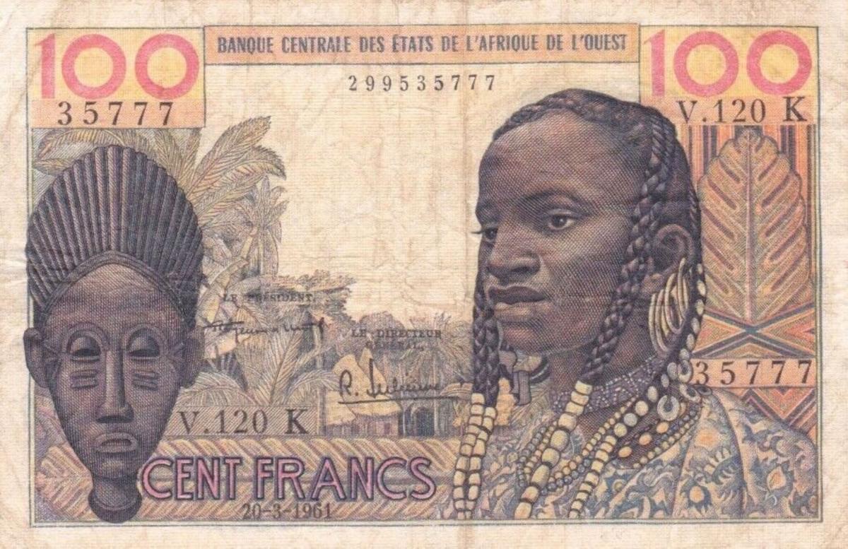 Front of West African States p701Ka: 100 Francs from 1961