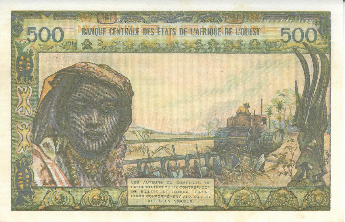 Back of West African States p702Kl: 500 Francs from 1959