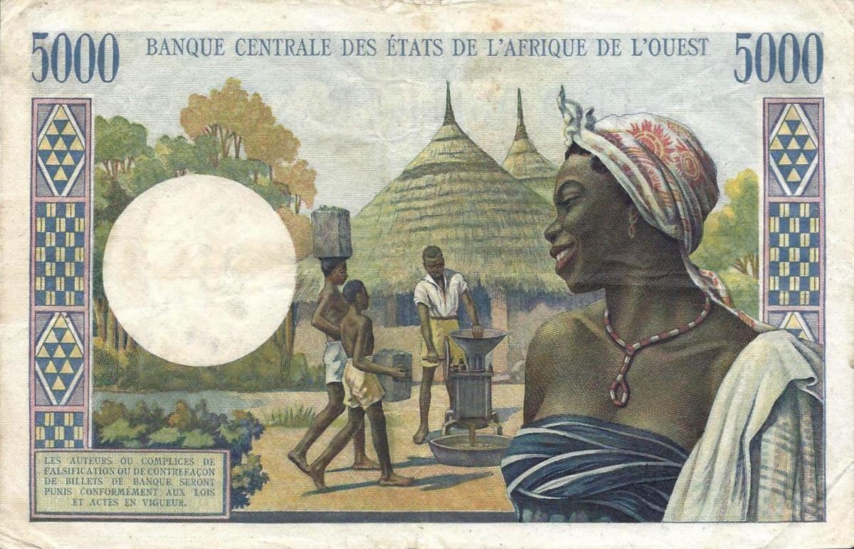 Back of West African States p704Ke: 5000 Francs from 1965