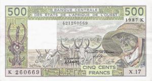 Gallery image for West African States p706Kj: 500 Francs