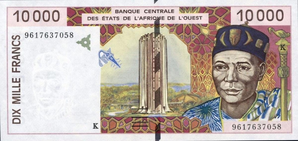 Front of West African States p714Kd: 10000 Francs from 1996