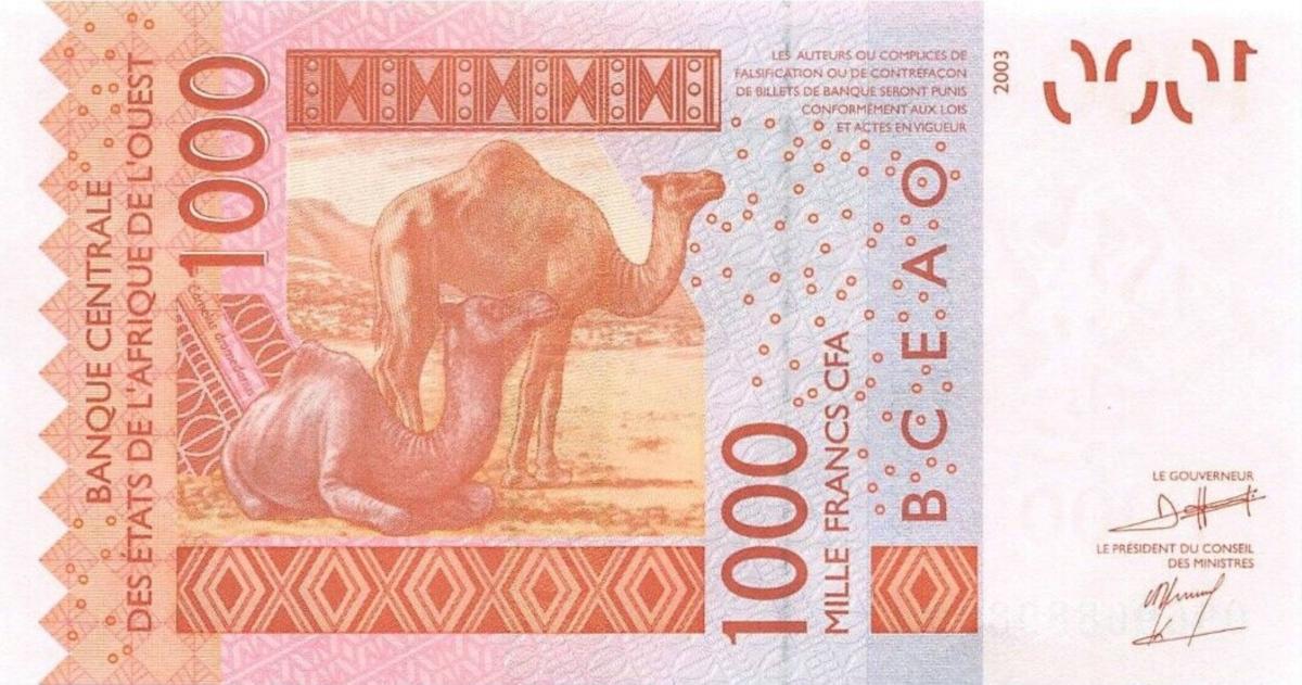 Back of West African States p715Kg: 1000 Francs from 2008