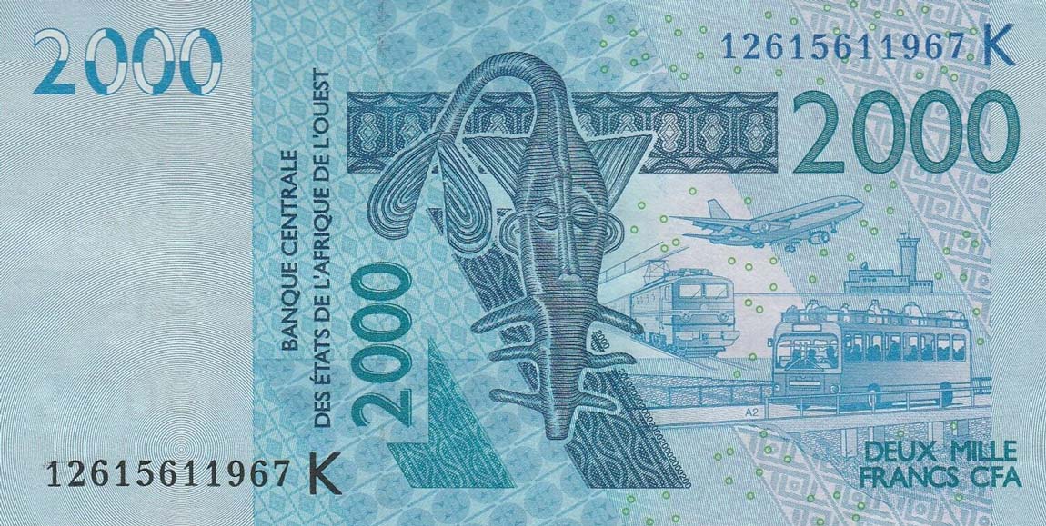 Front of West African States p716Kl: 2000 Francs from 2012