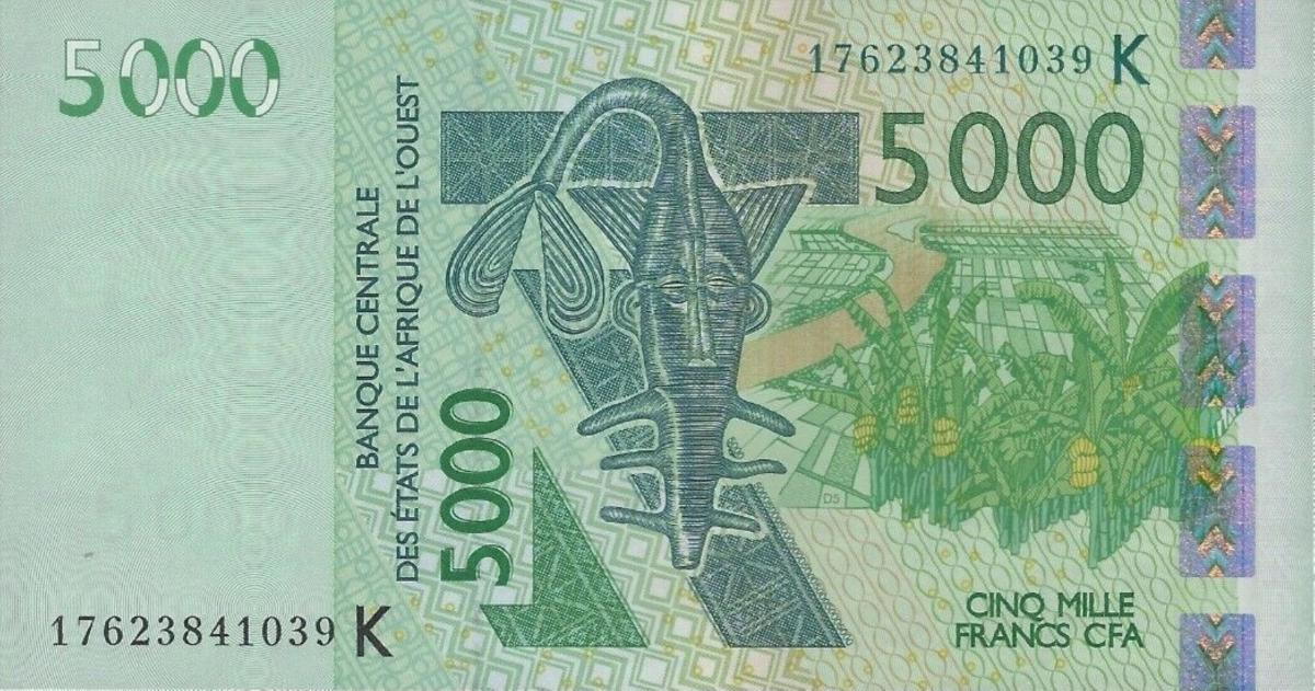 Front of West African States p717Kq: 5000 Francs from 2017