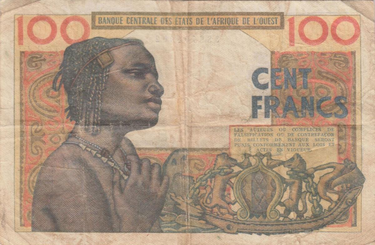 Back of West African States p801Tb: 100 Francs from 1961