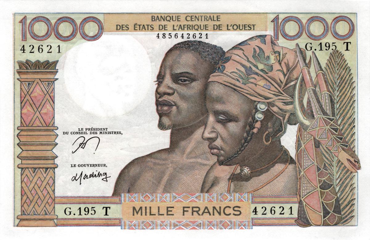 Front of West African States p803Tn: 1000 Francs from 1959