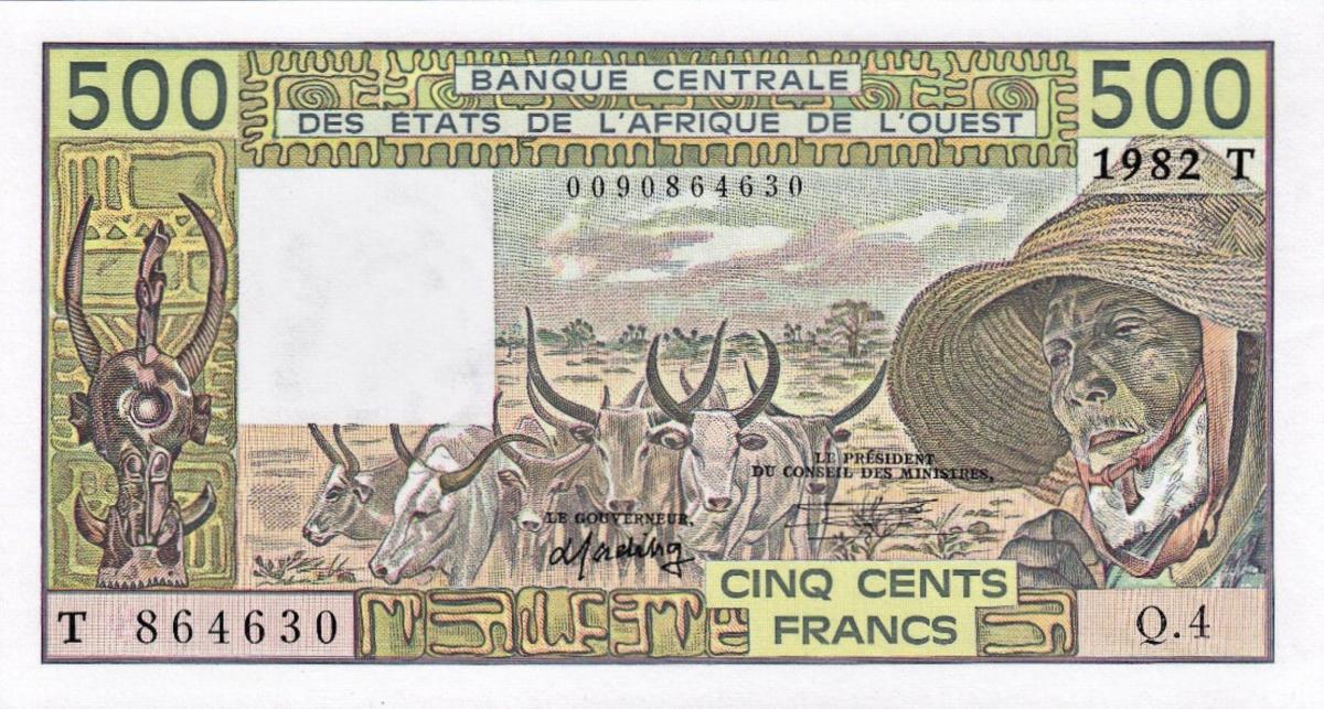 Front of West African States p806Td: 500 Francs from 1982