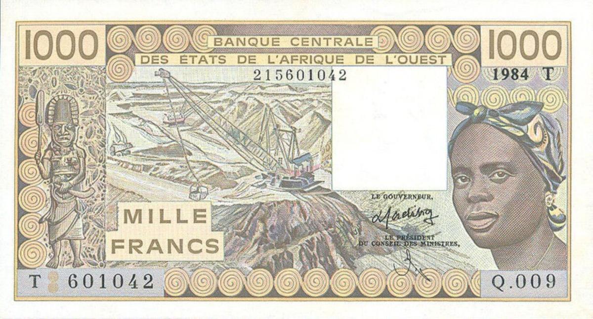 Front of West African States p807Td: 1000 Francs from 1984