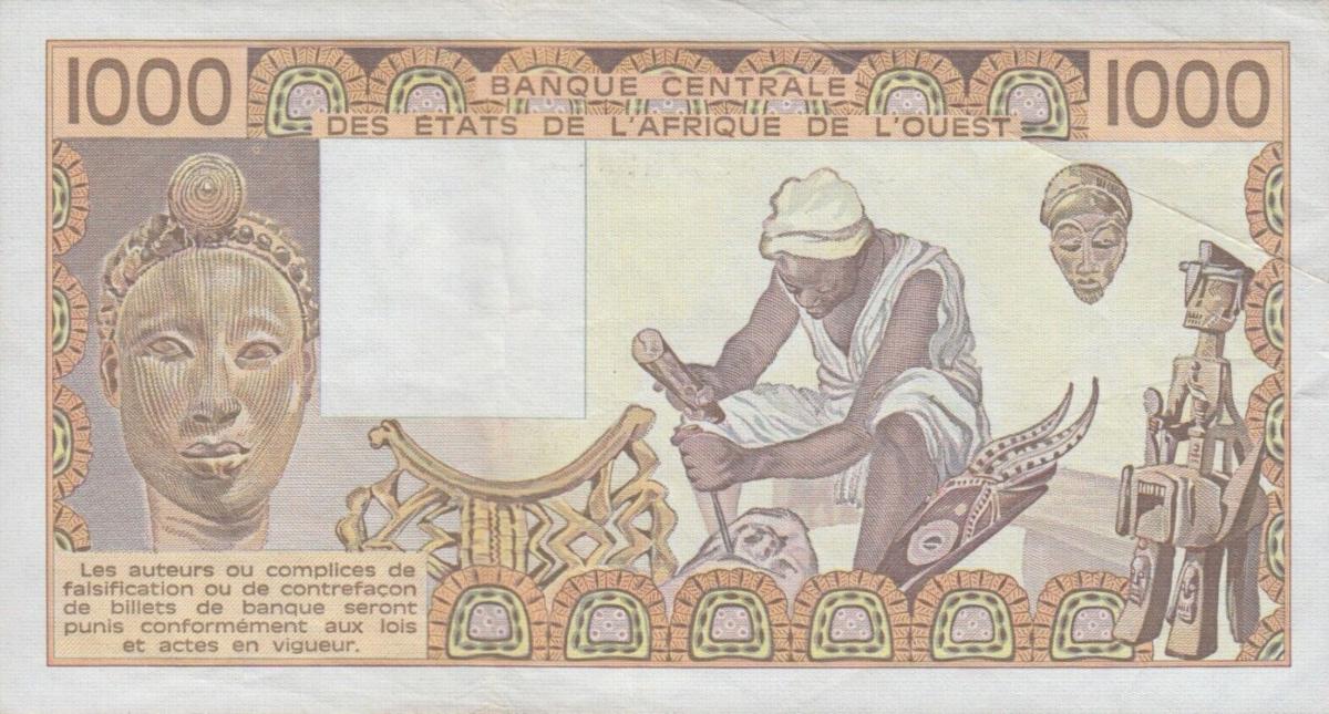 Back of West African States p807Tg: 1000 Francs from 1986