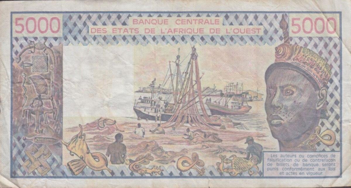 Back of West African States p808Te: 5000 Francs from 1981