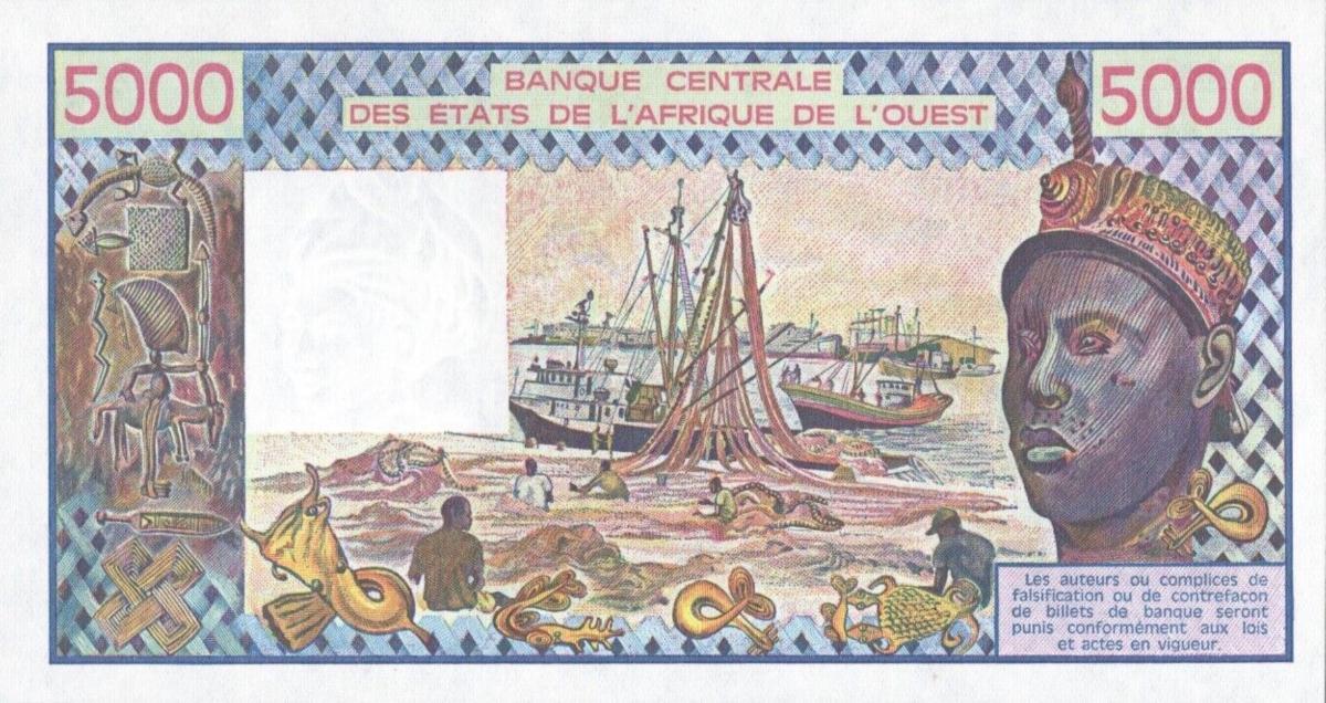 Back of West African States p808Tn: 5000 Francs from 1992