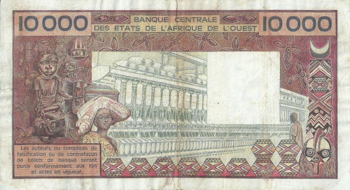 Back of West African States p809Th: 10000 Francs from 1977