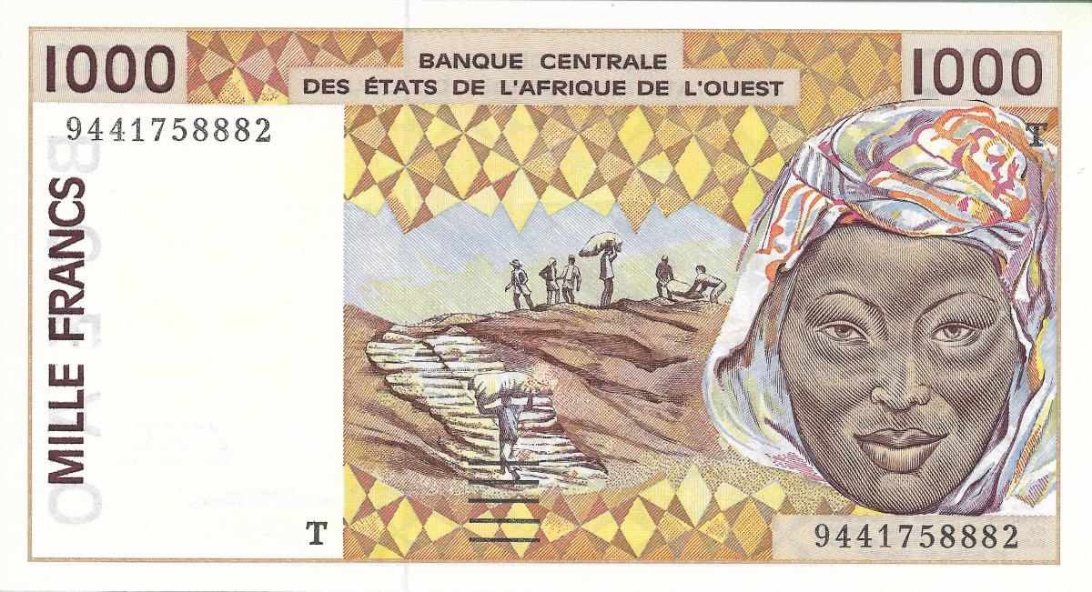 Front of West African States p811Td: 1000 Francs from 1994