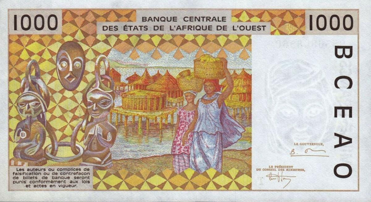 Back of West African States p811Te: 1000 Francs from 1995