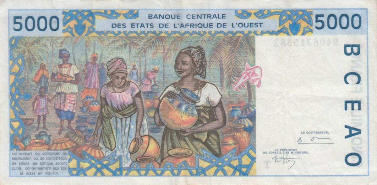 Back of West African States p813Tc: 5000 Francs from 1994