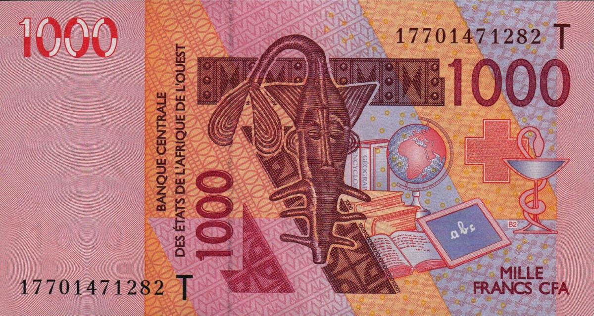 Front of West African States p815Tq: 1000 Francs from 2017