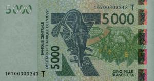 Gallery image for West African States p817Tp: 5000 Francs