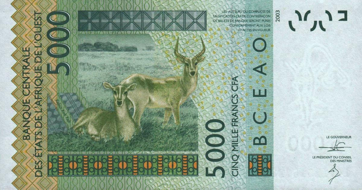 Back of West African States p818Tn: 10000 Francs from 2014