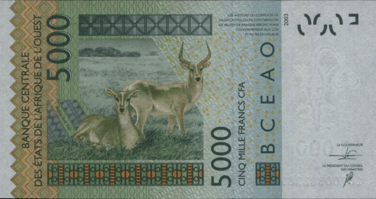 Back of West African States p818Tp: 10000 Francs from 2016