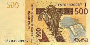 p819Tg from West African States: 500 Francs from 2018