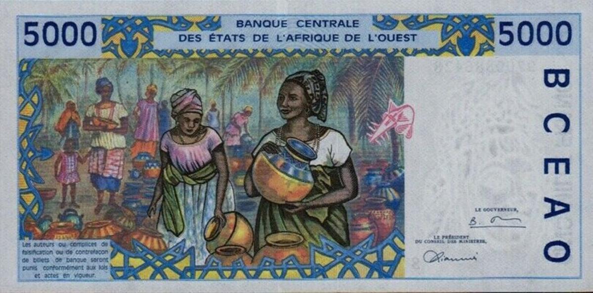 Back of West African States p913Sa: 5000 Francs from 1997