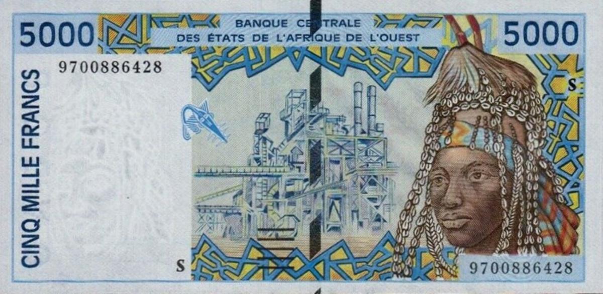 Front of West African States p913Sa: 5000 Francs from 1997