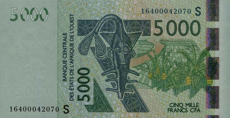 Front of West African States p917Sp: 5000 Francs from 2016