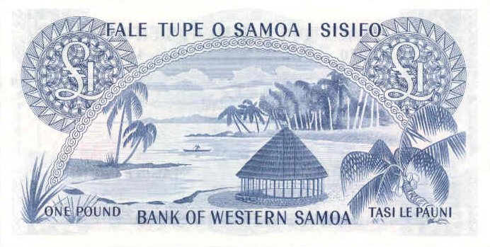 Back of Western Samoa p14a: 1 Pound from 1963