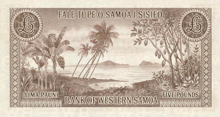 Back of Western Samoa p15a: 5 Pounds from 1963