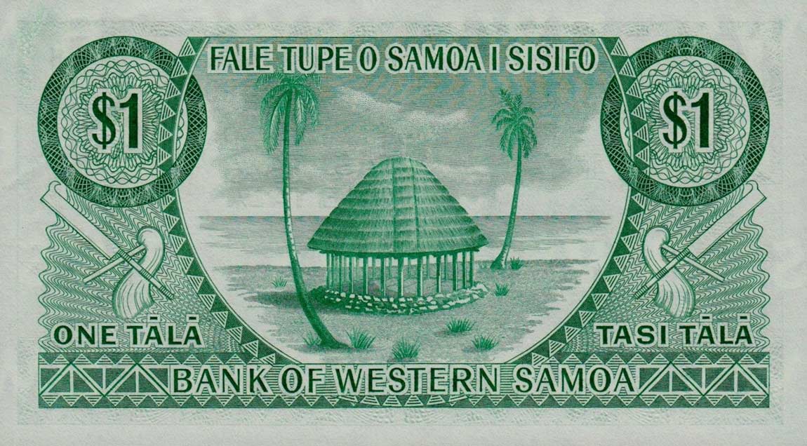 Back of Western Samoa p16b: 1 Tala from 1967