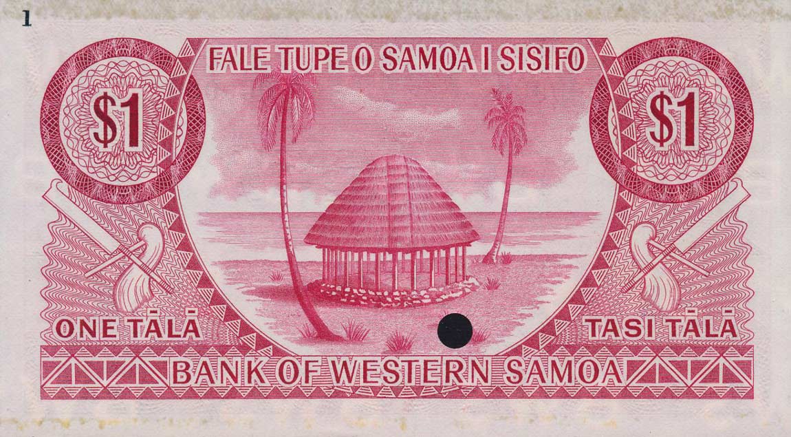 Back of Western Samoa p16ct: 1 Tala from 1967