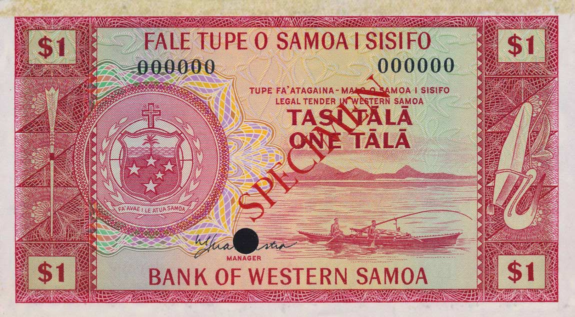 Front of Western Samoa p16ct: 1 Tala from 1967