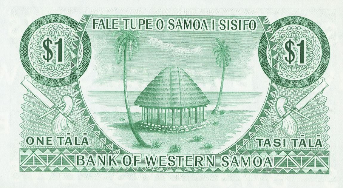 Back of Western Samoa p16d: 1 Tala from 1967