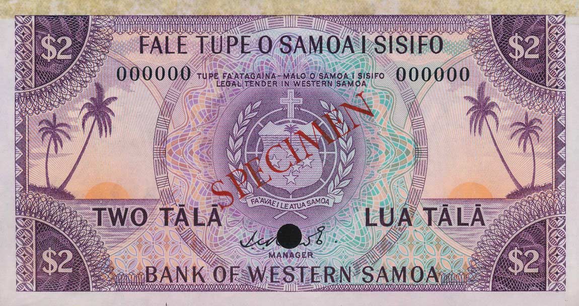 Front of Western Samoa p17ct: 2 Tala from 1967