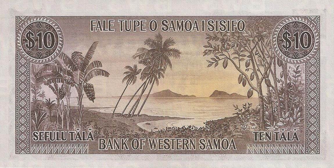 Back of Western Samoa p18b: 10 Tala from 1967