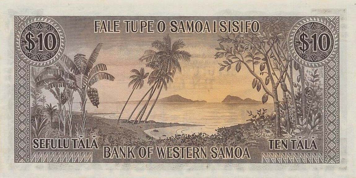 Back of Western Samoa p18c: 10 Tala from 1967