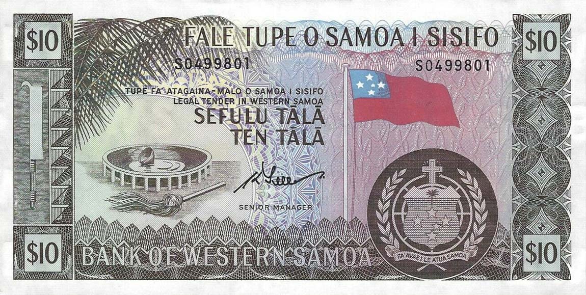 Front of Western Samoa p18d: 10 Tala from 1967