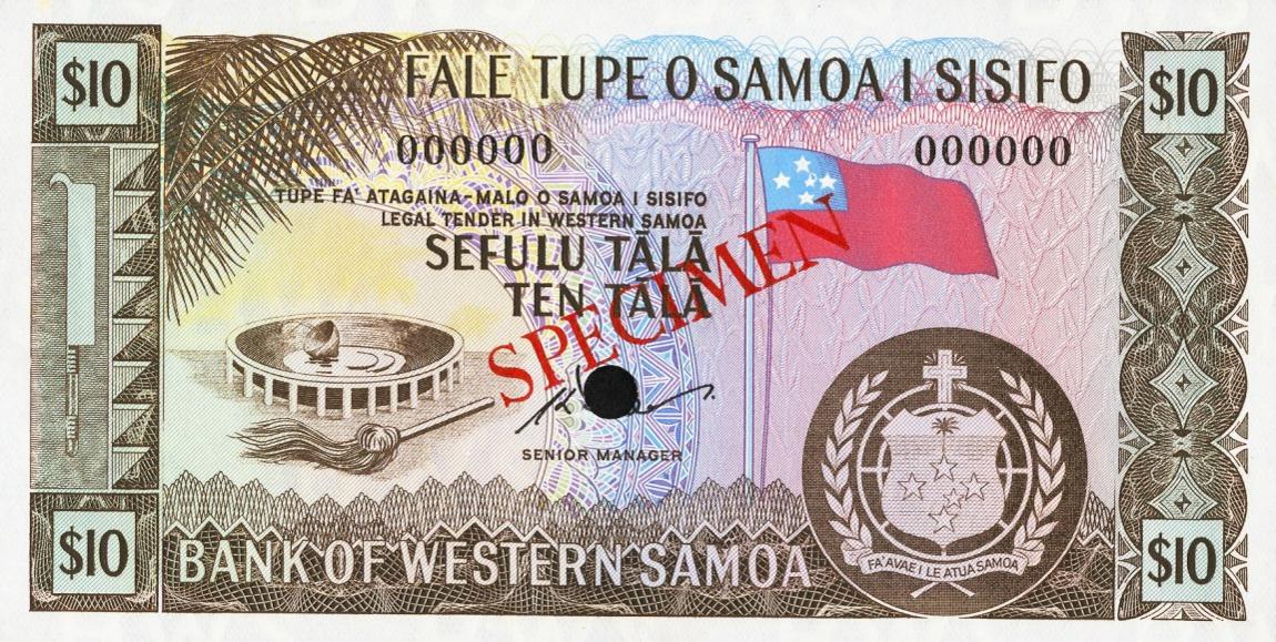 Front of Western Samoa p18s: 10 Tala from 1967