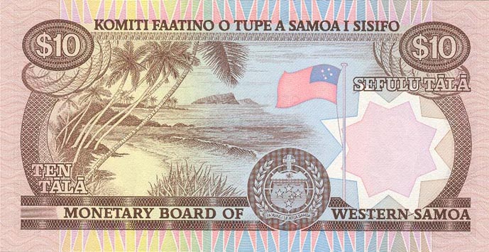 Back of Western Samoa p22a: 10 Tala from 1980
