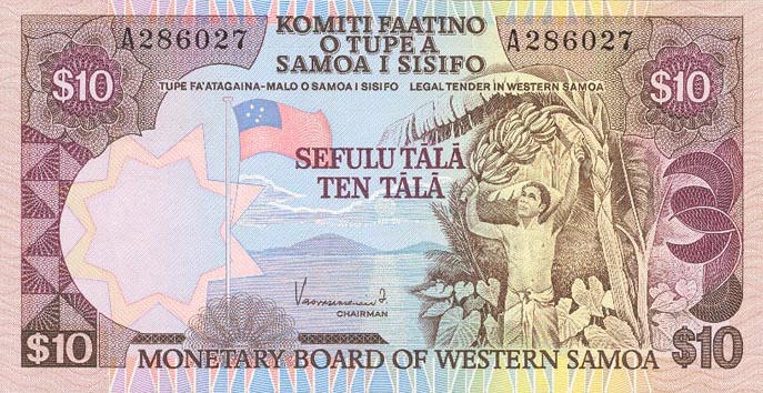 Front of Western Samoa p22a: 10 Tala from 1980