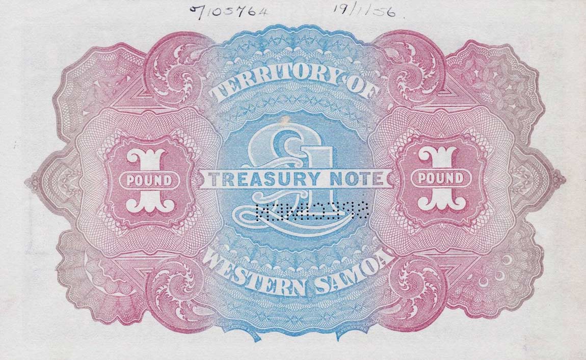 Back of Western Samoa p8As: 1 Pound from 1948