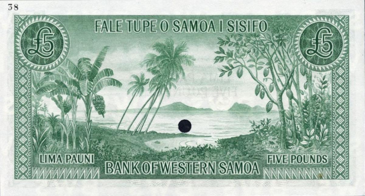 Back of Western Samoa p15s: 5 Pounds from 1963