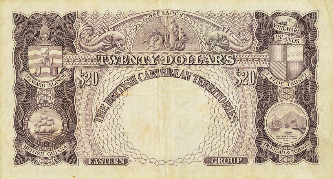 Back of British Caribbean Territories p11a: 20 Dollars from 1953