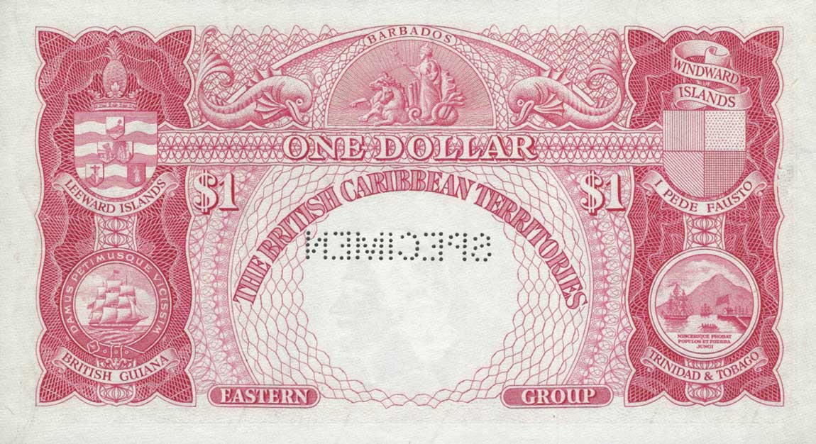 Back of British Caribbean Territories p7s: 1 Dollar from 1953