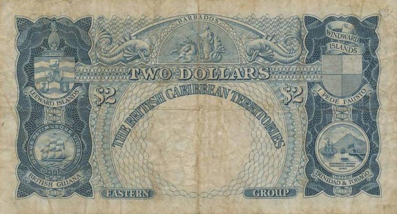 Back of British Caribbean Territories p8a: 2 Dollars from 1953