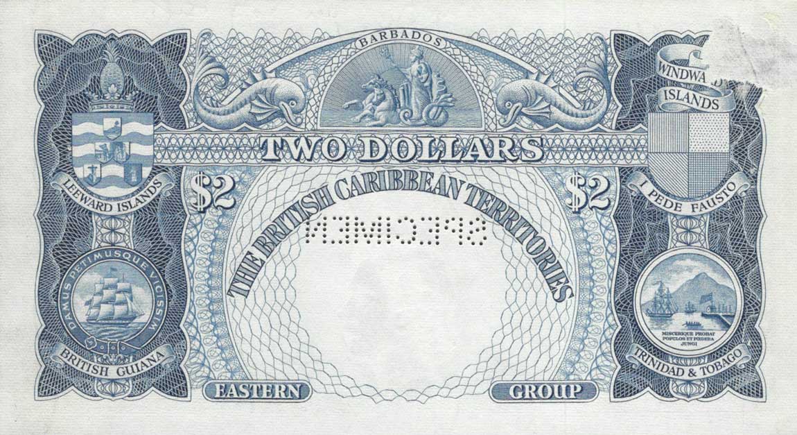 Back of British Caribbean Territories p8s: 2 Dollars from 1953