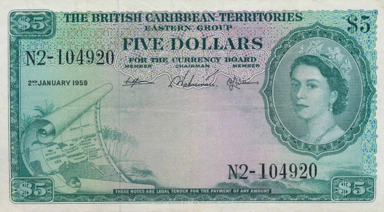 See description!!! 5 Dollars 1959s Reproductions BRITISH CARIBBEAN