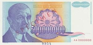 p134s from Yugoslavia: 500000000 Dinara from 1993