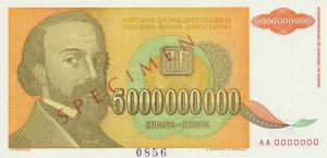Gallery image for Yugoslavia p135s: 5000000000 Dinara