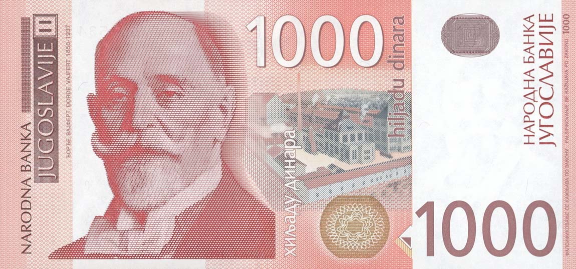 Front of Yugoslavia p158a: 1000 Dinara from 2001